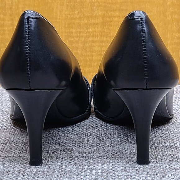 COACH Women's Black Leather Heels with Buckle - Size 9 - Picture 7 of 10